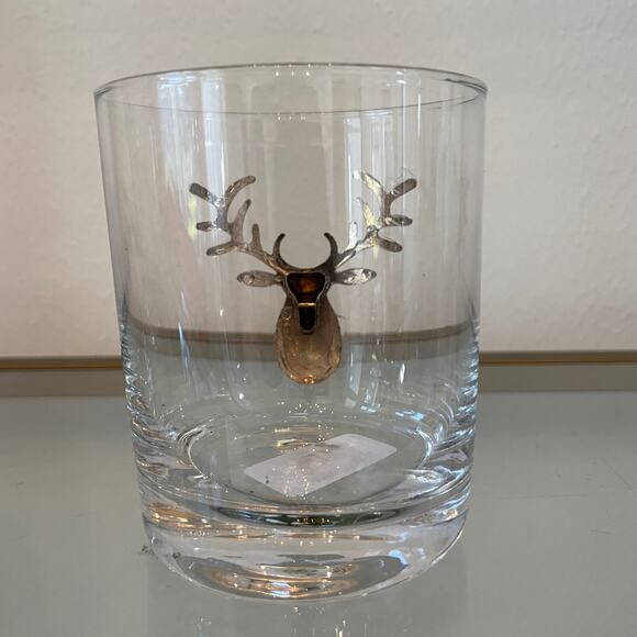 Christmas Gold Stag Old Fashioned Whiskey Glasses 12oz. Holiday Cocktail New - Picture 7 of 16